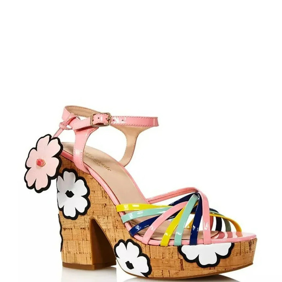 Kate Spade New York Gerry Floral Platform Sandal Leather Ankle Strap Size 7M NEW - Picture 1 of 11